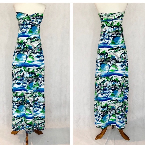 Tommy Bahama Dresses & Skirts - Tommy Bahama Strapless Tropical Print Maxi Dress